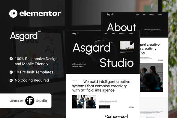 Download Asgard – AI Creative Content Agency Elementor Template Kit