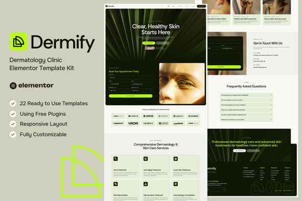 Download Dermify – Dermatology Clinic Elementor Template Kit