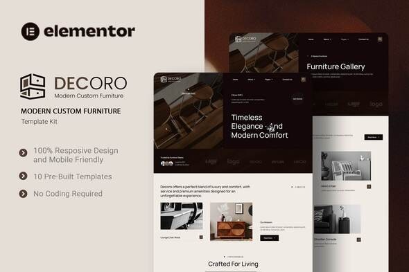 Télécharger Decoro – Modern Custom Furniture Elementor Template Kit