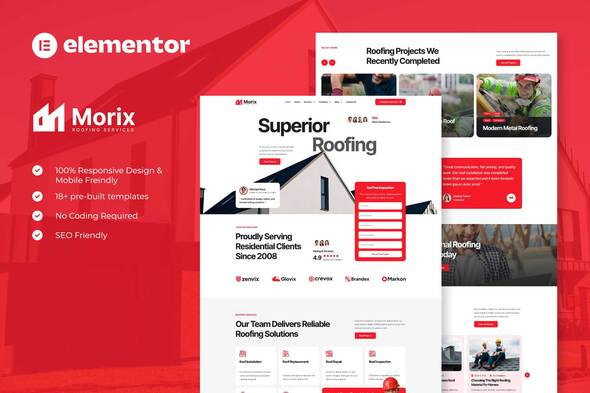 Télécharger Morix – Roofing Services Elementor Pro Template Kit