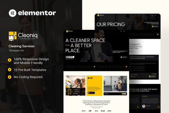 Download Cleoniq – Cleaning Services Elementor Template Kit