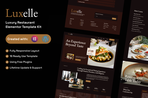 Download Luxelle – Luxury Restaurant Elementor Template Kit