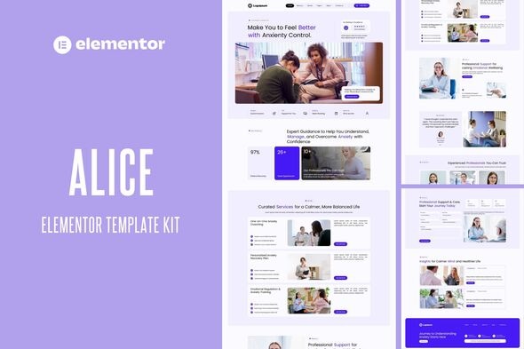 Télécharger Alice – Anxiety Life Coach Elementor Template Kit