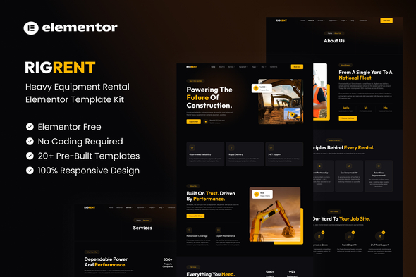 Download Rigrent – Heavy Equipment Rental Elementor Template Kit