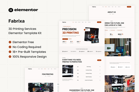 Download Fabrixa – 3D Printing Services Elementor Template Kit