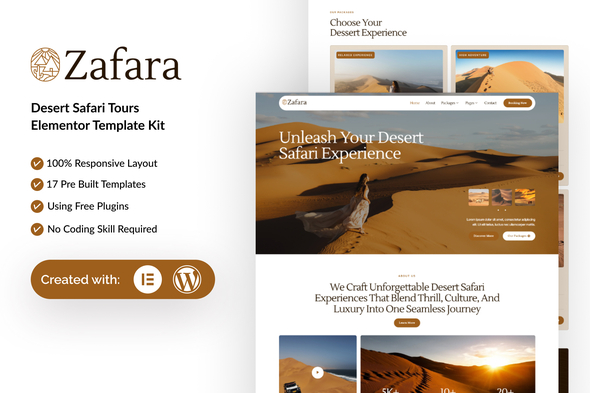 Download Zafara – Desert Safari Tours Elementor Template Kit