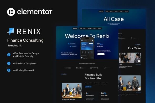 Télécharger Renix – Finance Consulting Elementor Template Kit