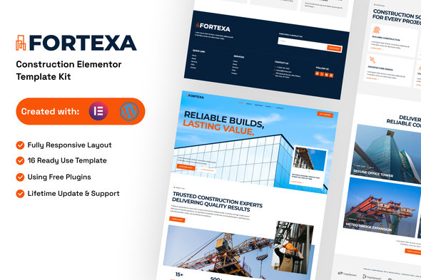 Download Fortexa – Construction Elementor Template Kit