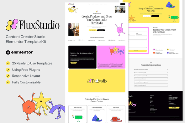 Télécharger FluxStudio – Content Creator Studio Elementor Template Kit