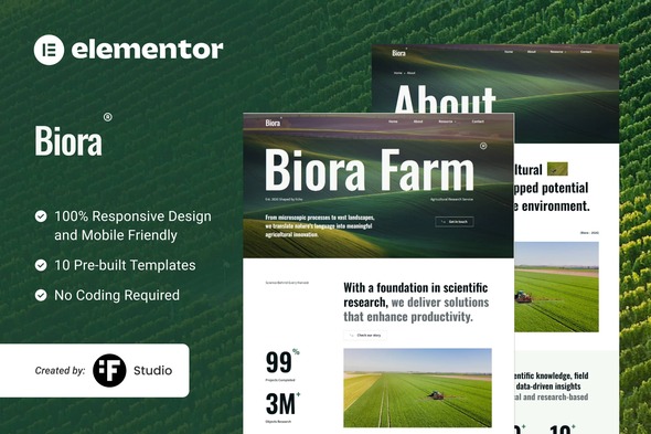 Télécharger Biora – Agriculture Research Elementor Template Kit
