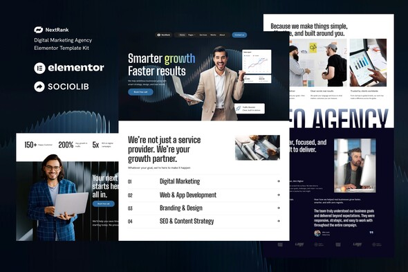 Télécharger Nextrank – Digital Marketing Agency Elementor Template Kit
