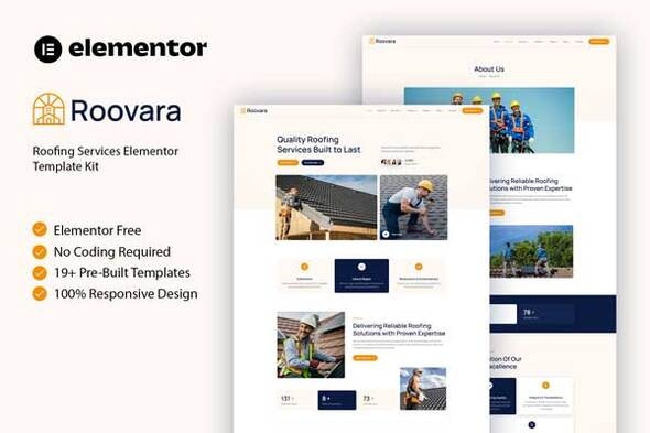Download Roovara – Roofing Services Elementor Template Kit