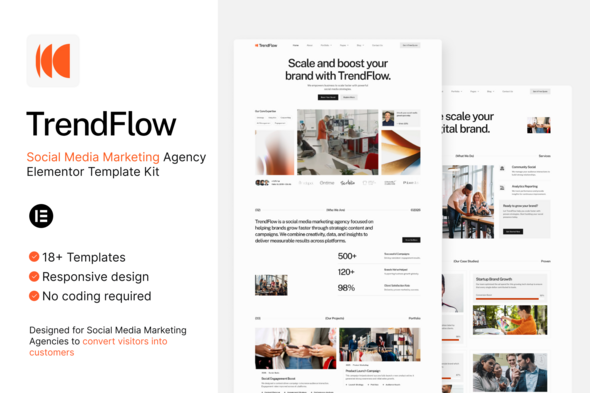 Télécharger TrendFlow – Social Media Marketing Agency Elementor Template Kit