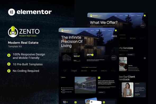 Télécharger Zento – Modern Real Estate Elementor Template Kit