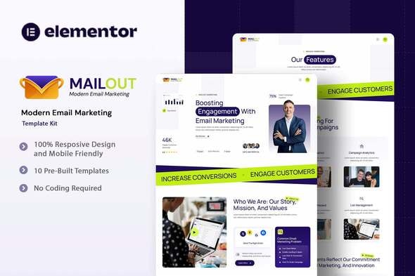 Download Mailout – Moden Email Marketing Elementor Template Kit