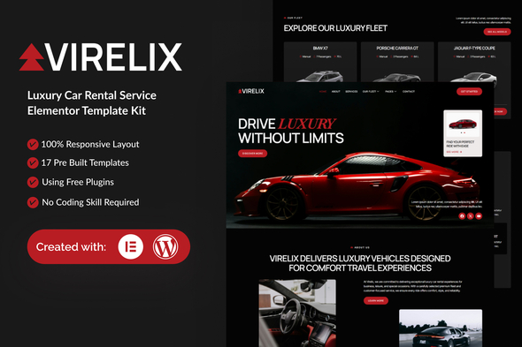 Download Virelix – Luxury Car Rental Service Elementor Template Kit