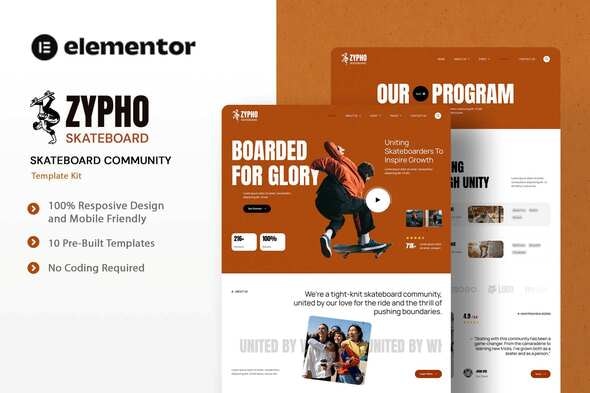 Télécharger Zypho – Skateboard Community Elementor Template Kit
