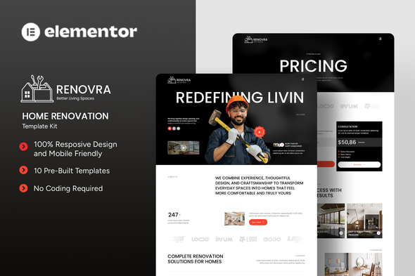 Télécharger Renovra – Home Renovation Elementor Template Kit