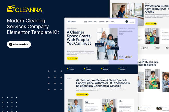 Download Cleanna – Modern Cleaning Service Company Elementor Pro Template Kit