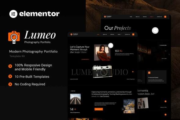 Download Lumeo – Modern Photography Portfolio Elementor Template Kit