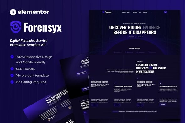 Télécharger Forensyx – Digital Forensics Service Elementor Template Kit