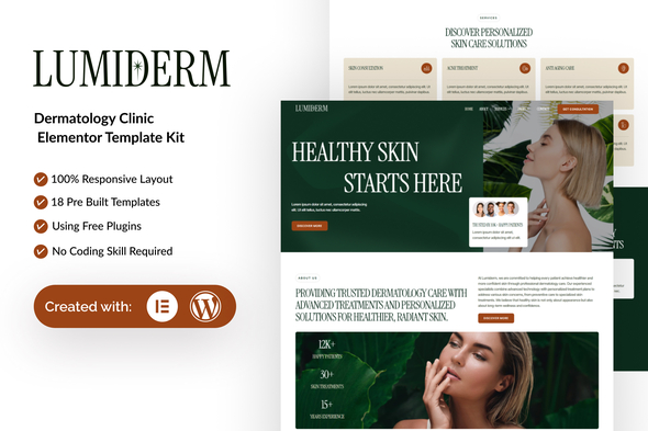 Download Lumiderm – Dermatology Clinic Elementor Template Kit