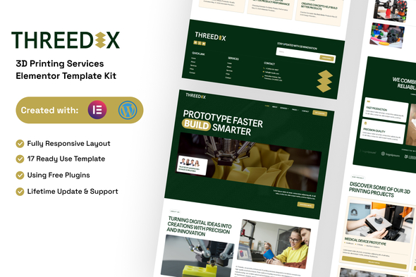 Télécharger Threedix – 3D Printing Services Elementor Template Kit