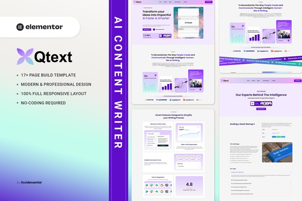 Download Qtext – AI Content Writer Elementor Template Kit
