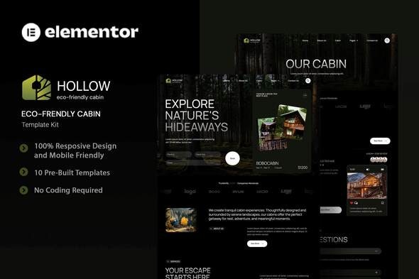 Download Hollow – Eco-Friendly Cabin Elementor Template Kit