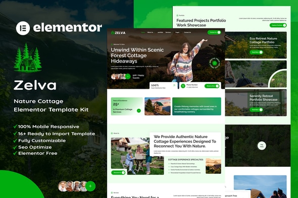 Download Zelva – Nature Cottage Elementor Template Kit
