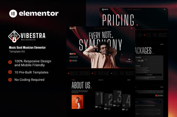 Télécharger Vibestra – Music Band Musician Elementor Template Kit