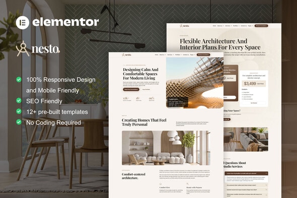 Download Nesto – Interior Design Elementor Pro Template Kit