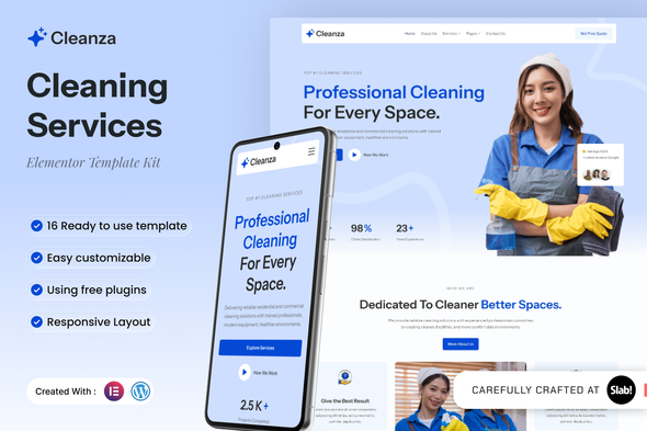 Download Cleanza – Cleaning Services Elementor Template Kit