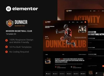 Download Dunker – Modern Basketball Club Elementor Template Kit