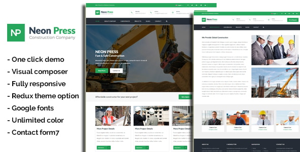 Download NeonPress – Business Construction WordPress Theme
