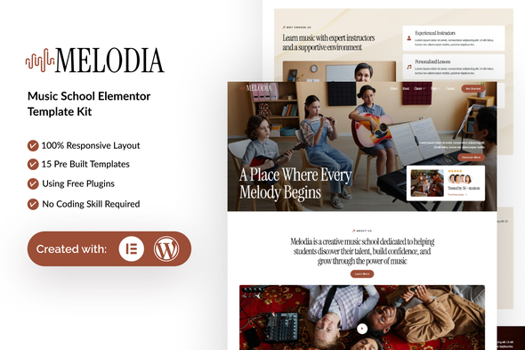 Télécharger Melodia – Music School Elementor Template Kit