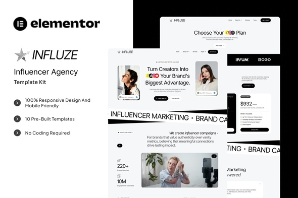 Download Influze – Influencer Agency Elementor Template Kit
