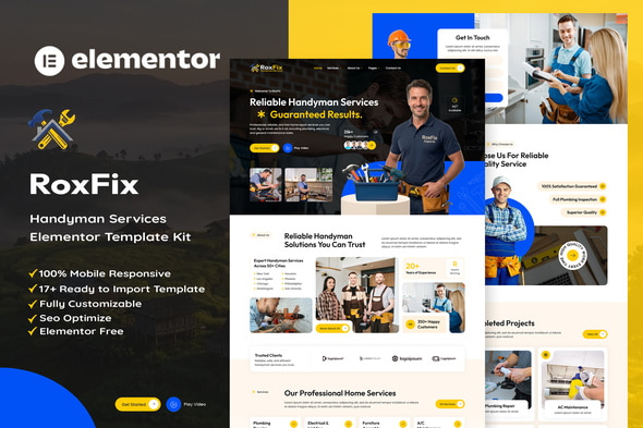 Download RoxFix – Handyman Services Elementor Template Kit