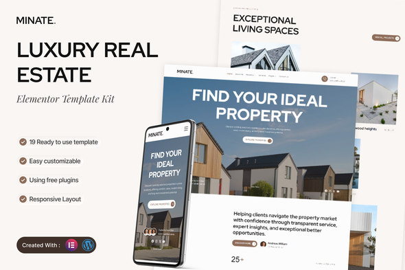 Download Minate – Luxury Real Estate Elementor Template Kit