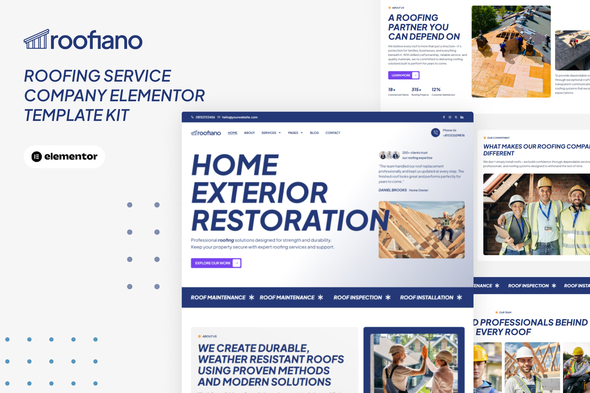Download Roofiano – Roofing Service Company Elementor Template Kit