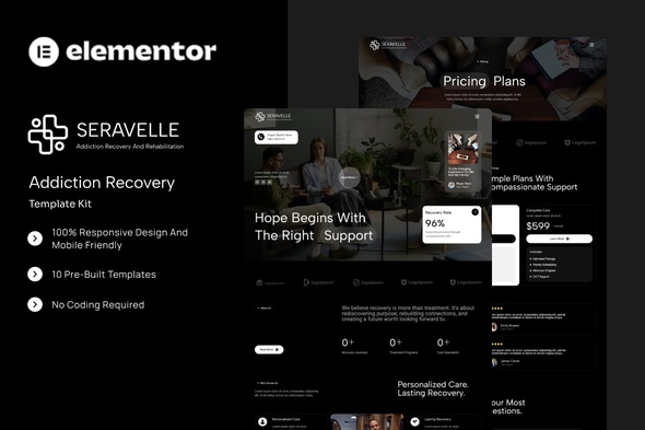 Download Seravelle – Addiction Recovery Elementor Template Kit