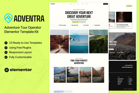 Download Adventra – Adventure Tour Operator Elementor Template Kit